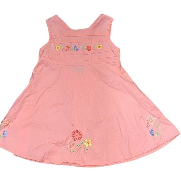 Bonnie Jean Pink Floral Embroidered Sleeveless Cotton Dress Toddler 2T Girl - Picture 1 of 9
